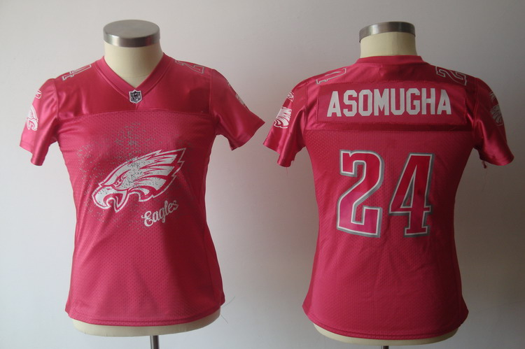 Eagles #24 Nnamdi Asomugha Pink 2011 Women's Fem Fan Stitched NFL Jersey - Click Image to Close